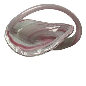 Pink and White Glass Basket